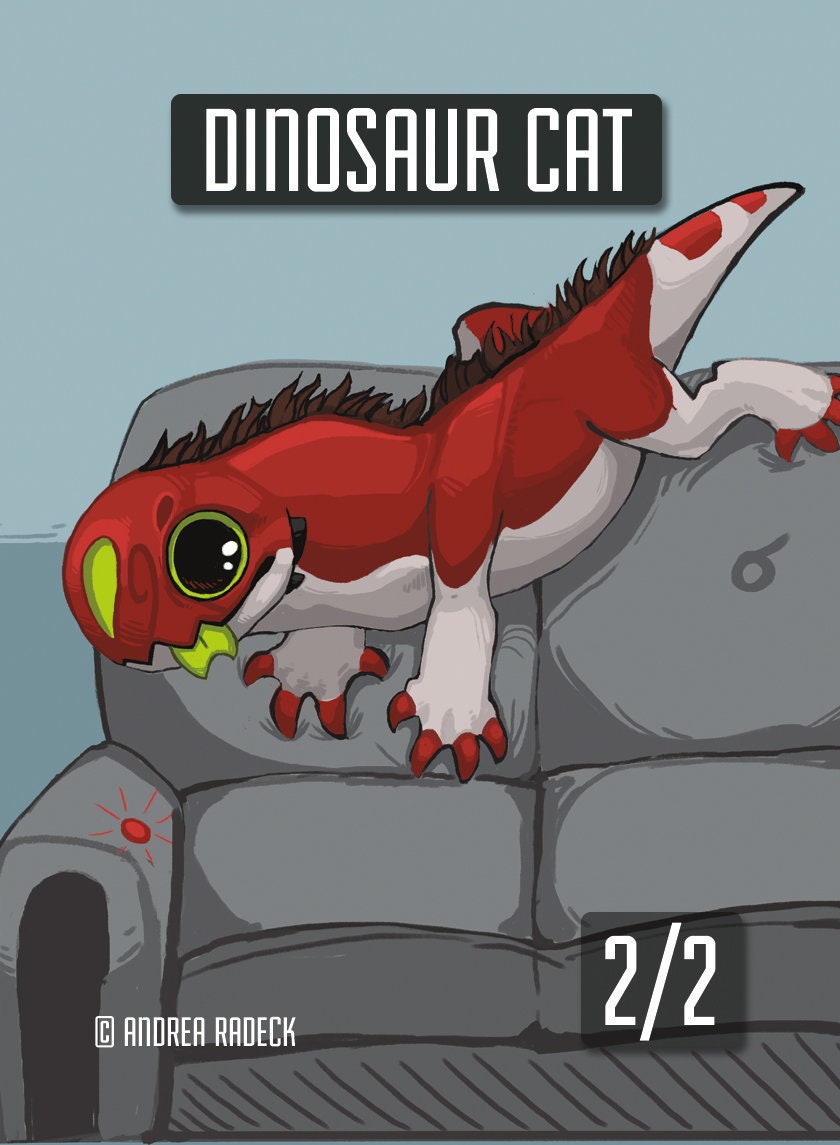 4x - 2/2 Dinosaur Cat Token